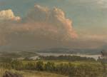 Frederic Edwin Church (American, 1826–1900), <em>Sunset across the Hudson Valley, New York</em>. U.S.A., 1870. Brush and oil paint, graphite on thin cream color paperboard. Gift of Louis P. Church, 1917-4-582-a. Photo: Matt Flynn