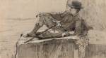 Winslow Homer (American, 1836–1910), <em>Study for Mountain Climber Resting</em>. U.S.A., 1868–69. Black and white crayon on brown laid paper. Gift of Charles Savage Homer, Jr., 1912-12-98. Photo: Matt Flynn 