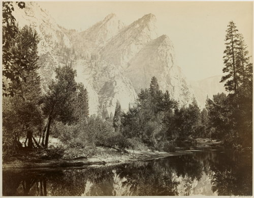 Carleton E. Watkins (American, 1829-1916), <em>Three Brothers, Yosemite</em>. U.S.A., ca. 1861. Albumen print. 1976-23-13