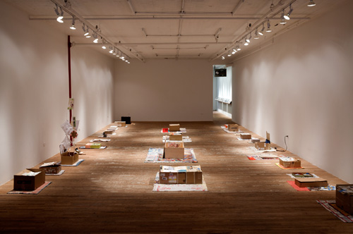 Susan Cianciolo: if God COMes to visit You, HOW will you know? (the great tetrahedral kite). Installation view (1) at Bridget Donahue, New York. Photograph: Marc Brems Tatti.