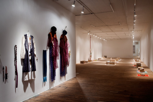 Susan Cianciolo: if God COMes to visit You, HOW will you know? (the great tetrahedral kite). Installation view (2) at Bridget Donahue, New York. Photograph: Marc Brems Tatti.