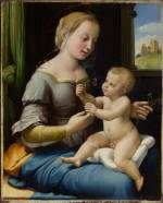 Raphael. <em>The Madonna of the Pinks</em>, <br>
        about 1506-7. © National Gallery, London.