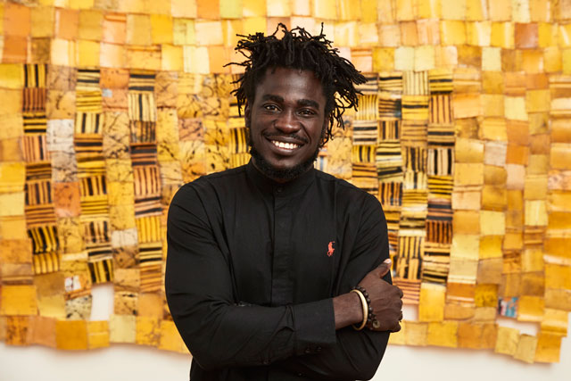 Serge Attukwei Clottey at 1-54 Contemporary African Art Fair, courtesy of the artist and Gallery 1957. Photograph: Luke Walker.