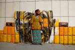 Serge Attukwei Clottey and GoLokal. My Mother's Wardrobe, performance at Gallery 1957, 6 March 2016. Courtesy the artist and Gallery 1957. Photograph: Nii Odzenma.