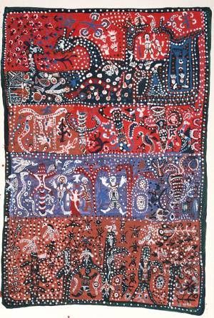 Willie Gudabi and Moima Willie. <em>Gabal Ritual</em>, 1990. Synthetic polymer paint on canvas, 156 x 106 cm. Artbank Collection.