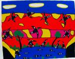 Amy Jirwulurr Johnson. <em>Busy Birds,</em> 2002. Silkscreen on paper, 51 x 65 cm. Wagga Wagga Art Gallery Collection.