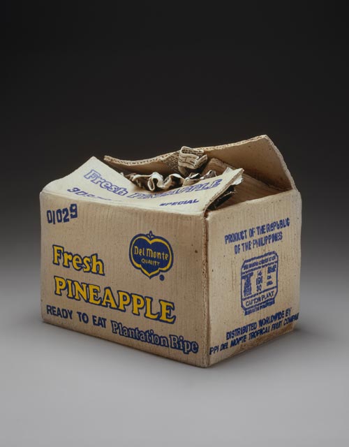 Mishima Kimiyo. <em>Pineapple Box</em>, 1986. Silk-screened stoneware, 10 x 11 x 8 in (25.4 x 27.9 x 20.3 cm). Photo by Richard P Goodbody. Courtesy Halsey and Alice North.