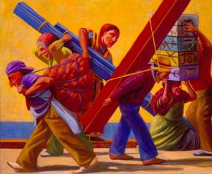 Susan Contreras. <em>Los Trabajadores (The Workers)</em> 2005. Oil on linen, 50 x 80 in.