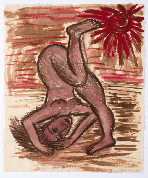 Eileen Cooper. Red Sun, 2001. Conté, ink and pastel on natural Japanese paper, 53 x 43 cm.