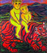 Eileen Cooper. Boys and Tiger, 1989-91. Oil on canvas, 137 x 122 cm.