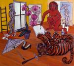 Eileen Cooper. Studio with Tiger, 2002-03. Oil on canvas, 123 x 137 cm.