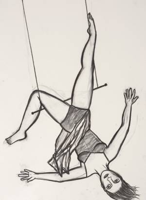 Eileen Cooper. Trapeze II, 2012. Charcoal on paper, 76 x 56 cm.