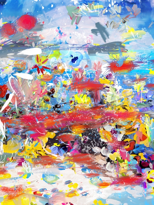 Petra Cortright. icqboylovesboysboys, 2014. Digital painting on aluminium, 48 x 64 in.