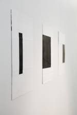 Deb Covell. Submerged Square. Acrylic paint (1-3), 15 x 11cm each (total expanse 45cm). (View 2). Photograph: Cathal Carey.