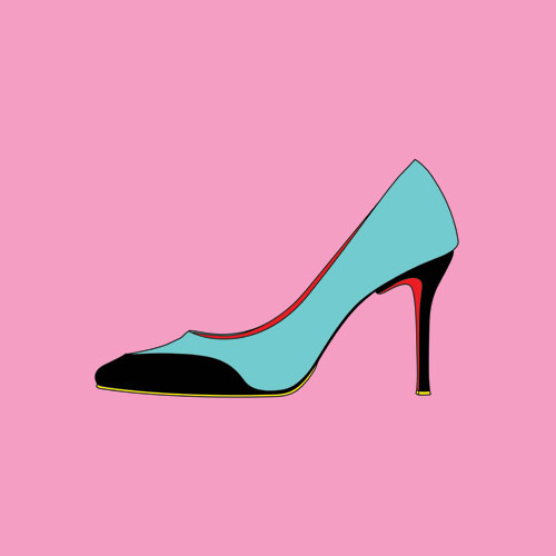 Michael Craig-Martin. Objects of our Time – High Heel, 2014. From a series of 12 screenprints on 410 gsm Somerset Satin paper,
Edition of 50. Courtesy the artist and Alan Cristea Gallery.