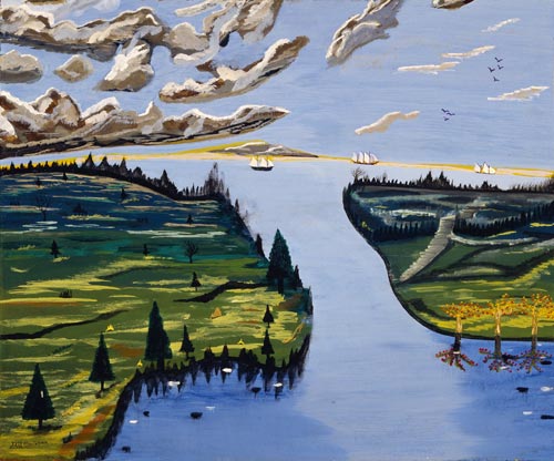 Earl Cunningham. <em>Gathering Clouds off Little River Inlet,</em> 1962. Oil on fibreboard. Collection of Marilyn L and Michael A Mennello