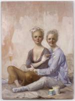 John Currin. Happy House Painters, 2016. Oil on canvas, 178 x 132.4 x 3.4 cm. Copyright the Artist, Courtesy Sadie Coles HQ, London.