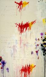 <strong>Cy Twombly</strong>, <em>Quattro stagioni, Part I: Primavera</em>, 1993-94. Synthetic polymer paint, oil, house paint, pencil and crayon on canvas 312.5 x 190 cm. MoMA