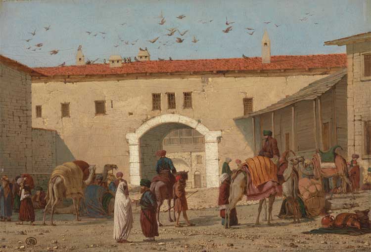 Richard Dadd, Caravanserai at Mylasa, 1845. Oil on panel, 21.3 x 30.5 cm. Yale Center for British Art, Paul Mellon Collection.