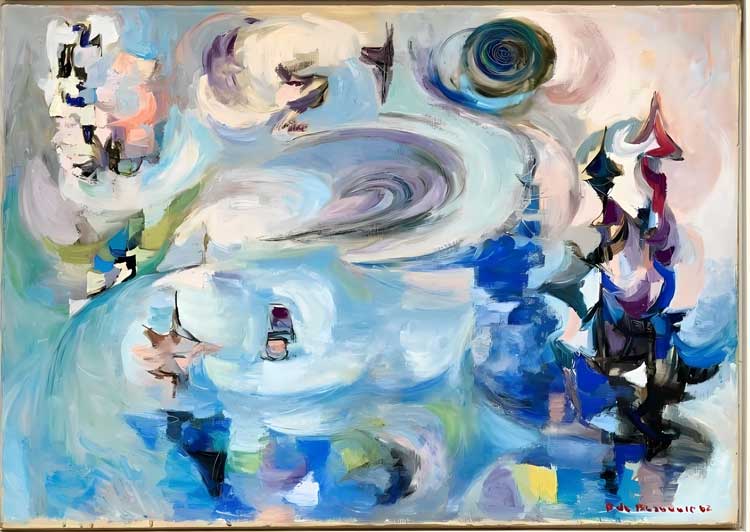 Hélène de Beauvoir. Skipiste, 1962. Oil on canvas, 65 x 92.3 cm. Courtesy Amar Gallery, © APP, Ute Achhammer.