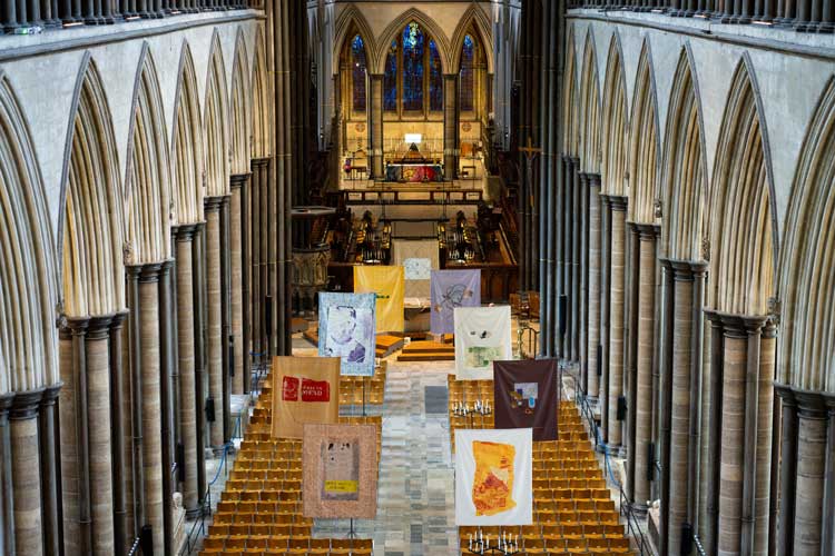 Shezad Dawood: Leviathan, installation view, Salisbury Cathedral, 28 November 2023 – 3 February 2024. Photo: Finnbarr Webster.