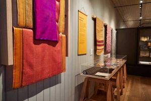 Double Weave: Bourne and Allen’s Modernist Textiles, installation view, Ditchling Museum of Art and Craft, 2023. Photo: Tessa Hallmann.