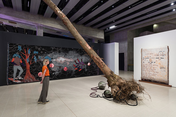 Installation view of Otobong Nkanga, Dear Earth: Art and Hope in a Time of Crisis (21 Jun – 3 Sep 2023). Photo: Mark Blower. Courtesy the Hayward Gallery.