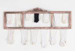 Lonnie Holley. Working in the House, 2020. Wooden frame, metal wire and cotton gloves, 74 x 120.8 x 3 cm. © Lonnie Holley. Photo: Will Almot.