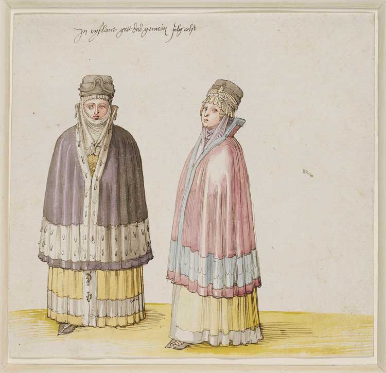 Albrecht Dürer. Two Livonian Women, 1521. Pen and brown ink, watercolour, 18.4 × 19.5 cm. Musée du Louvre, Paris (20DR). © RMN-Grand Palais (musée du Louvre) / Thierry Le Mage.