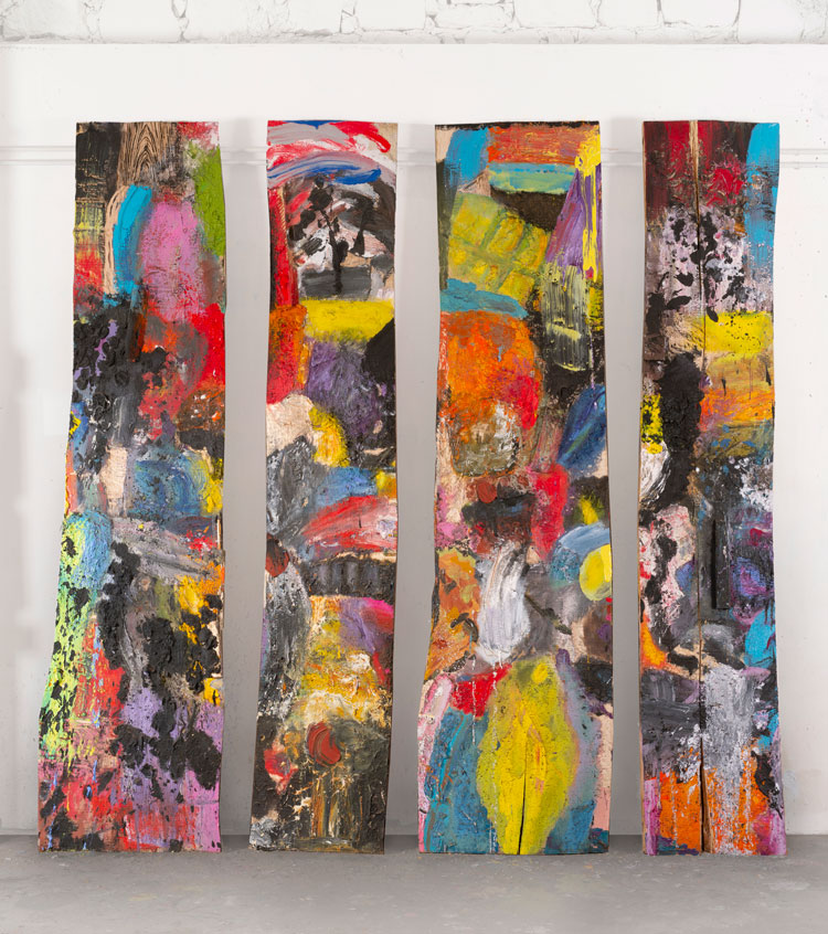 Jim Dine. Rules of the Forest, 2020. Oil and acrylic on lime and ash tress slates panel, 283 x 288 cm (111 3/8 x 113 3/8 in).