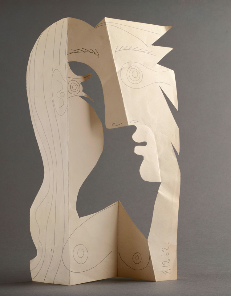 Pablo Picasso, Head of a Woman, Mougins, 4 December 1962. Pencil on cut and folded wove paper from an album sheet, 42 x 26.5 cm. Musée national Picasso-Paris. Pablo Picasso gift in lieu, 1979. MP1850 Photo © RMN-Grand Palais (Musée national Picasso-Paris) / Béatrice Hatala © Succession Picasso/DACS 2019.