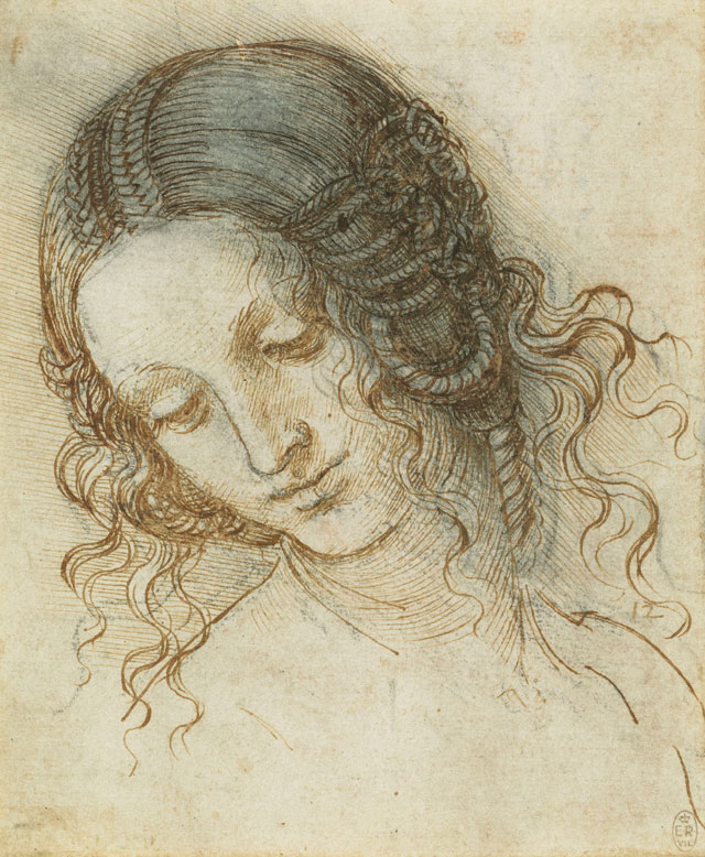 Leonardo da Vinci, The head of Leda, c1505-8. Royal Collection Trust / © Her Majesty Queen Elizabeth II 2019.