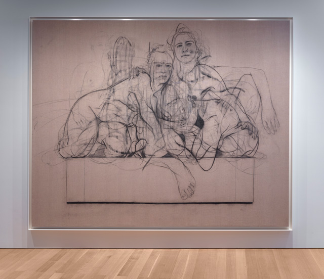 Jenny Saville, Thread, 2017-18, installation view, Drawn Together Again at The FLAG Art Foundation, 2019. Photo: Steven Probert.