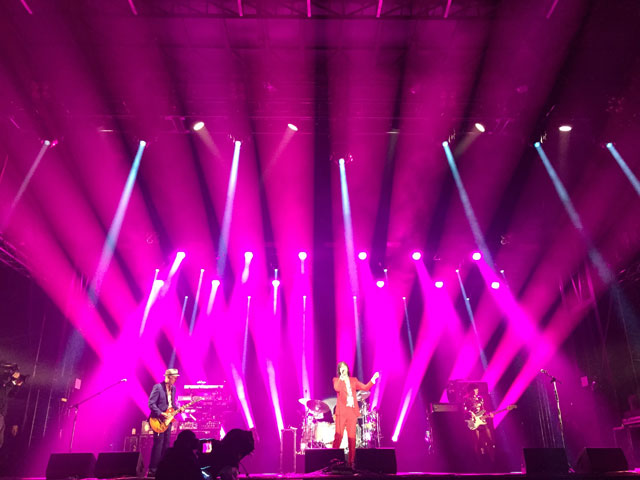 Primal Scream performing at the 3D Festival, V&A Dundee opening, with screen visuals by artist Jim Lambie. Photo: Christiana Spens.