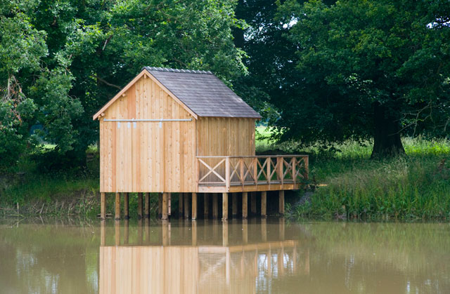 Tania Kovats. Rivers, 2012. River water, glass, rubber, boathouse. Permanent commission, Jupiter Artland, Edinburgh. Courtesy the artist and Pippy Houldsworth Gallery, London. Photograph: Keith Hunter.