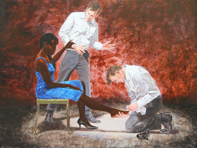 Kimathi Donkor. You Will Not Always Have Me, 2015. Oil and acrylic paints on canvas, 90 x 120cm.