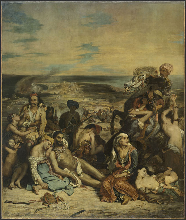 Eugène Delacroix. Massacres at Chios, 1824. Oil on canvas, 419 × 354 cm. Musée du Louvre, Paris © RMN-Grand Palais (musée du Louvre), Stéphane Maréchalle / Adrien Didierjean.