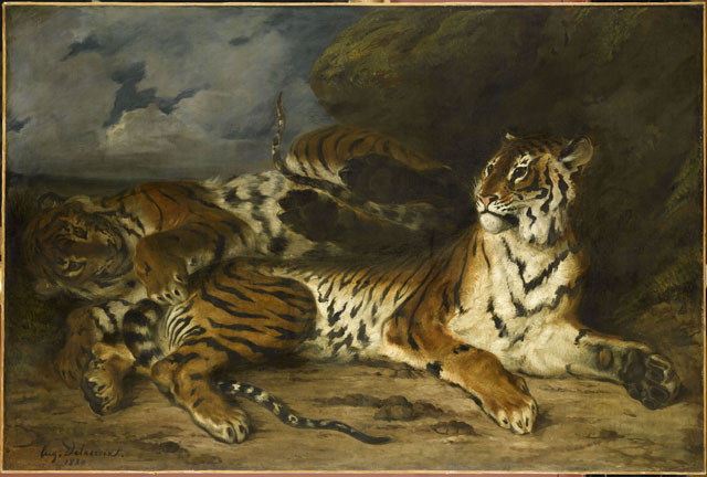 Eugène Delacroix. Young Tiger Playing with Its Mother, 1830. Oil on canvas, 130 x 195 cm. Musée du Louvre, Paris © RMN-Grand Palais (musée du Louvre), Franck Raux.