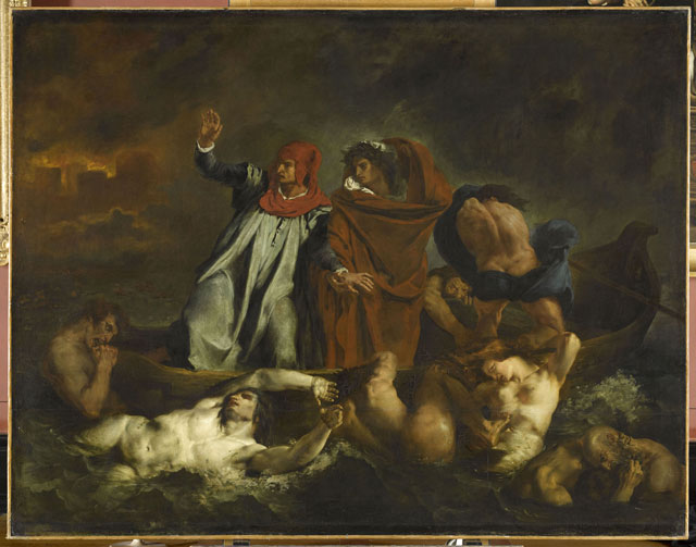 Eugène Delacroix. The Barque of Dante. 1822. Oil on canvas, 189 x 246 cm. Musée du Louvre, Paris © RMN-Grand Palais (musée du Louvre), Franck Raux.