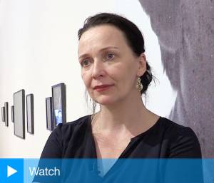 Ania Dabrowski talking to Studio International about her installation A Lebanese Archive at the opening of the group show From Ear to Ear to Eye at Nottingham Contemporary, 15 December 2017. Photograph: Martin Kennedy.