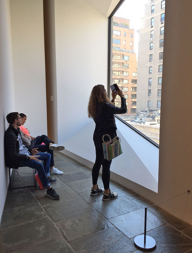 Signature Met Breuer window. Photograph: Jill Spalding.