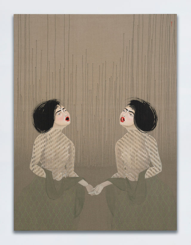 Hayv Kahraman. T25 and T26, 2017. Oil on linen, 203.2 x 152.4 cm (80 x 60 in). © Hayv Kahraman. Courtesy of the artist and Jack Shainman Gallery, New York.