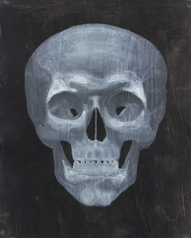 Peter Dreher. Skull, 2005. Gouache on paper, 25 x 20 cm.