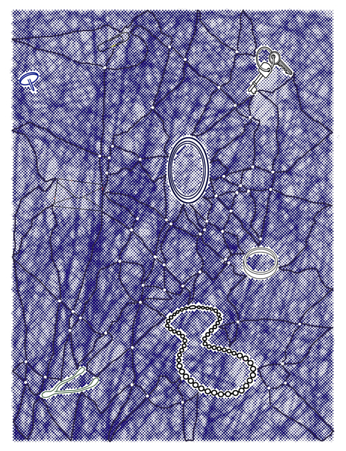 Paul Coldwell. A mapping in blue, 2013. Screen print and laser cut relief, 98 x 77 cm.