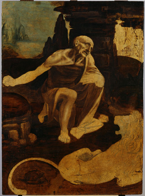 Leonardo da Vinci (1452–1519).<em> Saint Jerome</em>, about 1488–90. Oil on walnut, 103 x 75 cm. Musei Vaticani, Vatican City (40337). © Photo Vatican Museums.