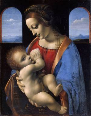 Leonardo da Vinci (1452–1519).<em> The Virgin and Child (The Madonna Litta)</em>, about 1491-5. Tempera on canvas, transferred from wood, 42 x 33 cm. © The State Hermitage Museum, St Petersburg. 2011. (GE-249). Photo by Vladimir Terebenin, Leonard Kheifets, Yuri Molodkovets.