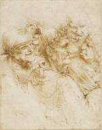 Leonardo da Vinci (1452-1519).<em> Five character studies (A man tricked by gypsies</em>), about 1493. Pen and ink on paper, 26 x 20.5 cm. Lent by Her Majesty The Queen (RL 12495). The Royal Collection. © 2011, Her Majesty Queen Elizabeth II.