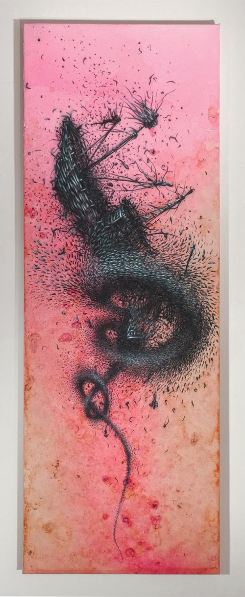 DALeast. X. Acrylic on canvas, 49 x 17.5 in (124.46 x 44.45 cm). Courtesy of the artist and the Jonathan Levine Gallery.