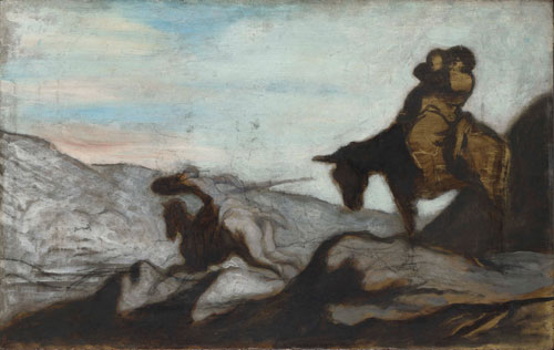 Honoré Daumier. Don Quixote and Sancho Panza, c.1855. Oil on oak, 40.3 x 64.1 cm. The National Gallery, London. Sir Hugh Lane Bequest, 1917.