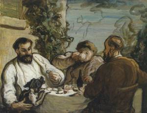 Honoré Daumier. Lunch in the Country, c.1867-8. Oil on panel, 26 x 34 cm. National Museum of Wales, Cardiff. Photograph © National Museum of Wales.
